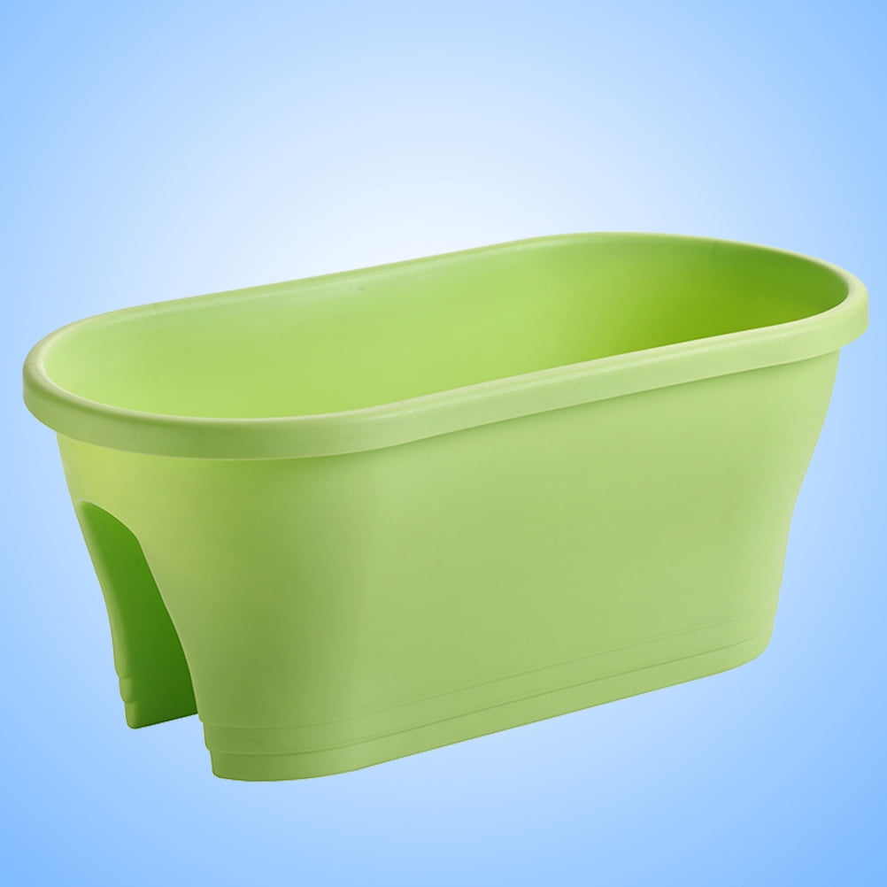 Raindrops Hanging Railing Planter Green Plastic 1Pcs 22.8X9.6X10.8In