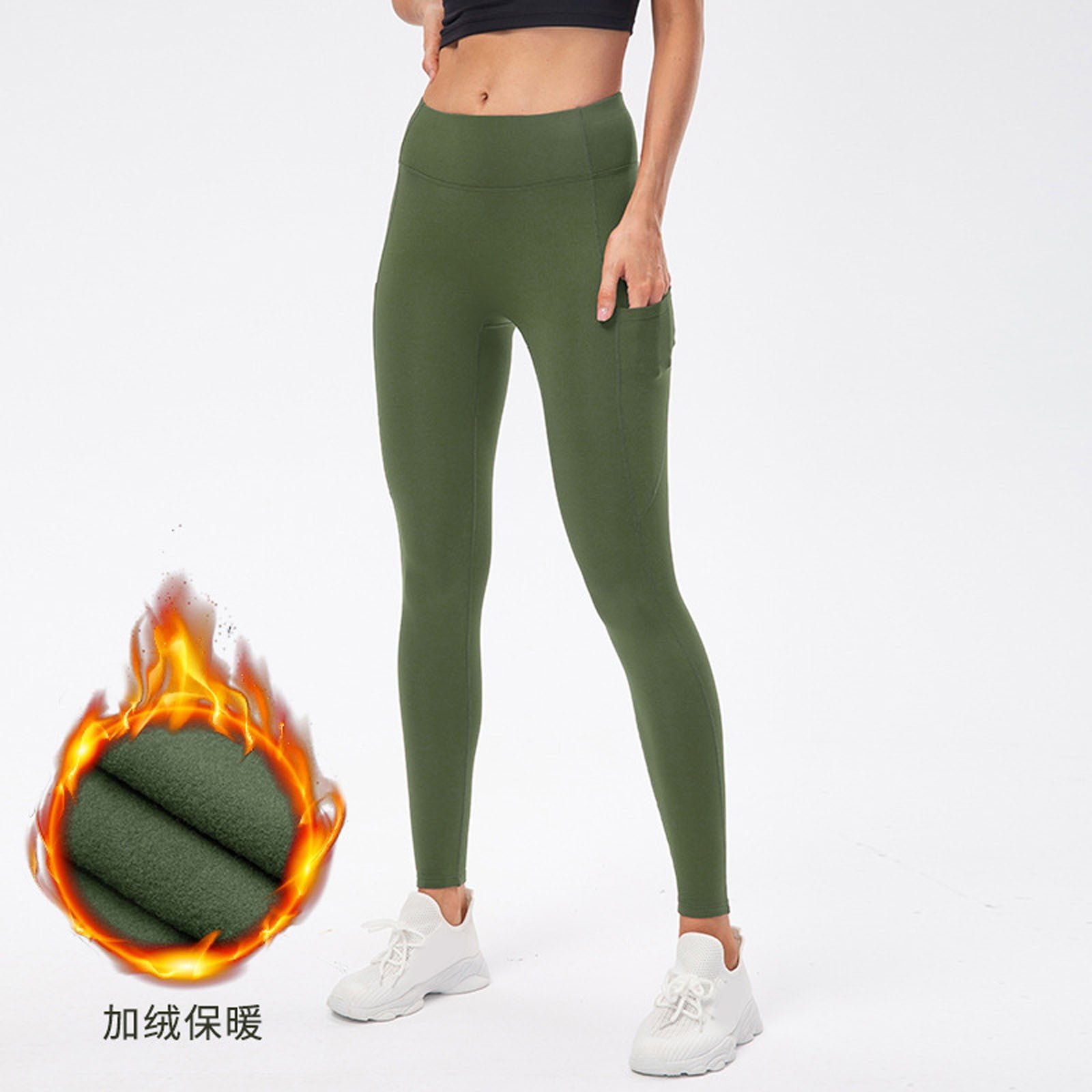 nsendm Unisex Pants Adult Flare Yoga Pants for Women High Waist Pants Slim Pants Yoga Plus Solid Leggings Women Girls Yoga Pants with Army Green L