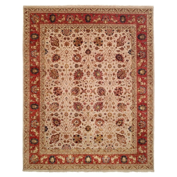 K2 Floor Style Tabernacle Ivory/Rust Hand Made Silk & Wool Area Rug