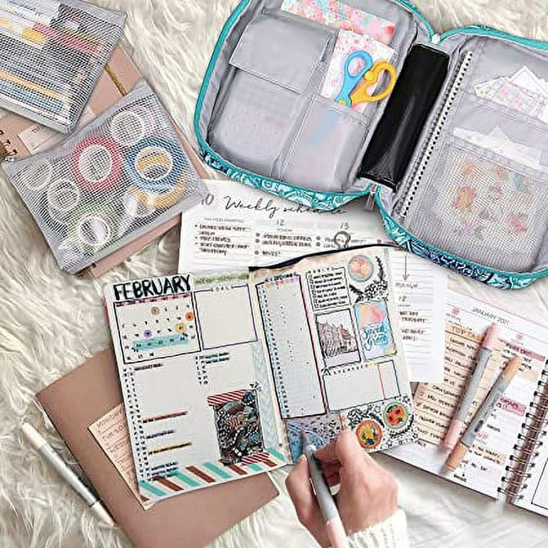Journal Supplies Storage Case, FINPAC Large Journal Organizer Planner  Supplies Holder for A5 Notebooks, Bujo, Stationeries, Document Storage Bag  with