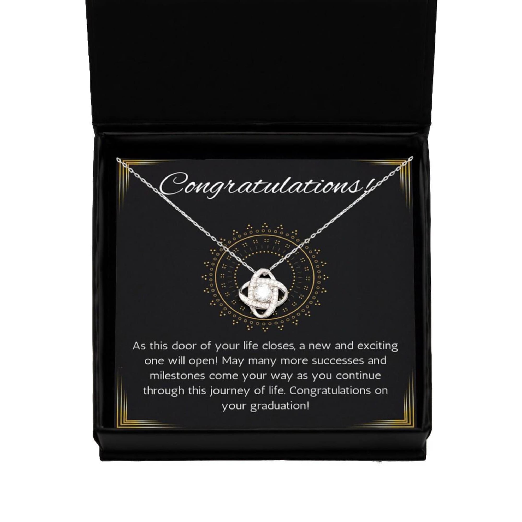 Graduation gift necklace for her, college graduation gift necklace, school graduation gift necklace, love knot necklace for her