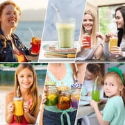 Lnrkai 12 Pcs Reusable Glass Straws, Cute Flower Reusable Drinking Straw with 4 Cleaning Brushes for Juice