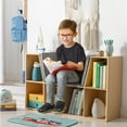 thumbnail image 2 of Huracan 6-Cubby Kids Bookcase with Reading Nook and Cushion, Multi-Purpose Storage Organizer for Bedroom, Living Room, Natural, 2 of 5