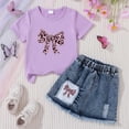 thumbnail image 2 of OYXSER Toddler Girls Summer Outfits 1T 2T 3T 4T 5T T-Shirts Shorts Clothing Set Ribbed Knit Cute Summer Outfits 2 Pieces Shorts Set, Purple 4T, 2 of 7