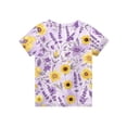 thumbnail image 4 of Abcomgle Girls Tshirts 8-10 Years Old Summer Short Sleeve Toddler T-Shirt Lavender Sunflower Print Toddler Girls T-Shirts Gradient Crewneck Cotton Tops, 4 of 5