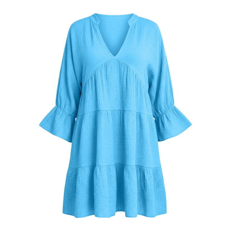pale blue babydoll dress Chiffon Babydoll Dress in Light Blue