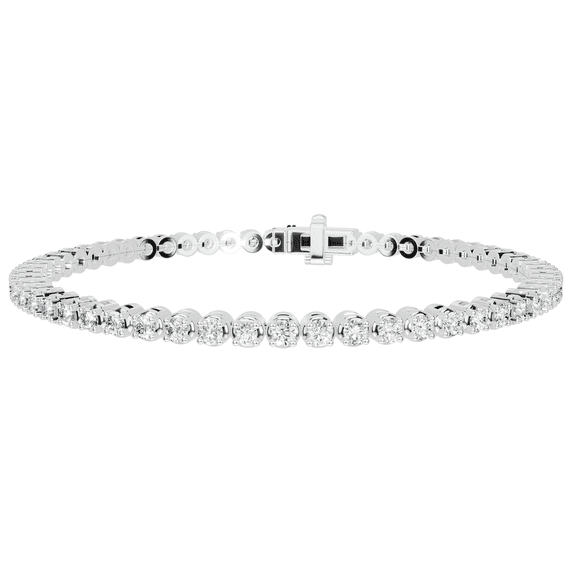 Diamond Club 3.0 ct. Round Lab Grown Diamond Tennis Bracelet in 14K White Gold - 7 inches