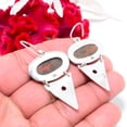 thumbnail image 4 of Seam Agate - Morocco & Red Garnet Designer Handmade 925 Sterling Silver Earring 2.15" E83821, Christmas Gift, 4 of 4