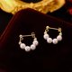 thumbnail image 3 of Para Mi Querida Hija Elegantes Pendientes Perlas En Forma U, Seleccionados A Mano, De Plata Boda, Botón Mujer Silver, 3 of 7
