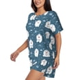 thumbnail image 2 of Fuzoiu Christmas sheep Print Women's Short-Sleeved Pajama Set,Lounge Sleepwear Set,Womens Pajama Sets 2 Piece,Button-Up Top and Shorts with Pockets-3X-Large, 2 of 7