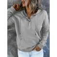thumbnail image 3 of MOSHU Half Boutton Womens Hoodies Drawstring Hooded Sweatshirts for Woman With Pocket, 3 of 10
