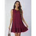 thumbnail image 2 of Women'S Ruffle Hem Sleeveless Tank Dress Round Neck Casual Smock Summer Mini Dresses Wine Red S, 2 of 6
