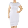 thumbnail image 3 of Jinhomg Women Summer T Shirt Dress Elegant Short Sleeve Midi Bodycon Dress Plus Size Crew Neck Pencil Fitted Dress formal Wedding Work Dresses White XL, 3 of 10