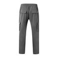 thumbnail image 3 of uikmnh Pants for Men Male Casual Workwear with Multiple Pockets and Drawstring Straight Leg Pants Size:L, 3 of 5