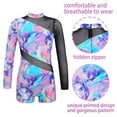 thumbnail image 2 of MSemis Big Girls Long Sleeve Floral Mesh Biketard Short Athletic Jumpsuit Gymnastics Leotard Colorful 6, 2 of 5