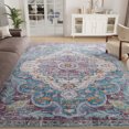 thumbnail image 3 of Belffin 4ftx 6ft 350Gsm Complex Pattern Area Rug Machine Washable And Non Slip TPR Backing Carpet ,High Pile Carpet With Print For Living Room And Bed Room,Light Blue, 3 of 8