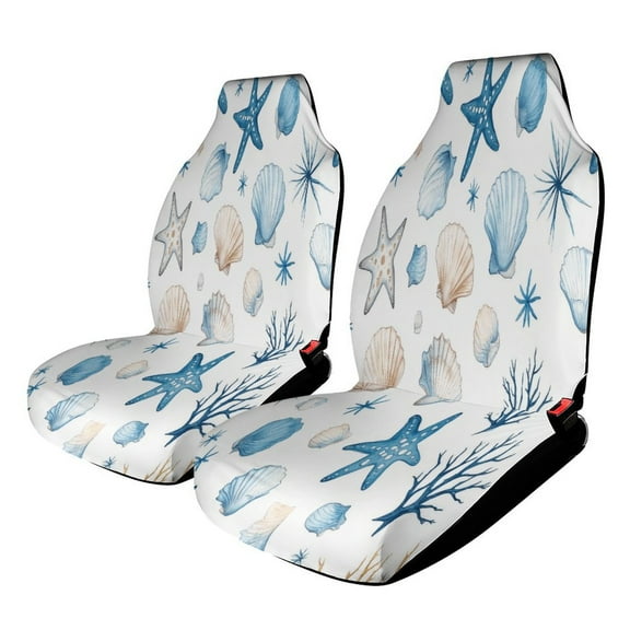 Ocean Life Print Car Seat Cover Set Auto Front Bucket Cushion Protect Accessories 2 Piece