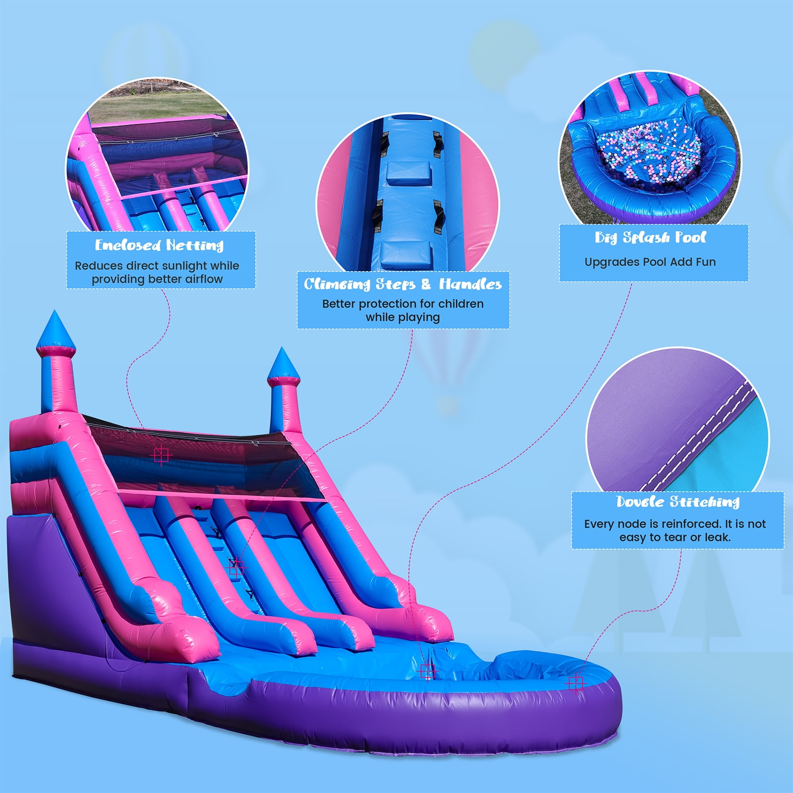 Relunch 21FT(L) Commercial Double Water Slide for Adults Kids,Giant Inflatable Water Slides with Big Splash Pool 21x11x13.5FT