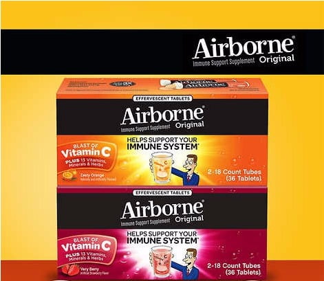 Airborne Immune Support, 36 Effervescent Tablets Vitamin C 1,000 mg. Excellent source of Zinc, Selenium, and Manganese