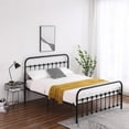 thumbnail image 2 of Queen Size Single-Layer Curved Bed Frame with Head and Foot Tube Shell Decoration, Anti-slip Support, No Box Spring Needed, Easy Assembly, Black Iron Bed, 2 of 7