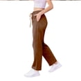 thumbnail image 7 of Sweatpants for Women Fleece Lined Drawstring High Waist Baggy Wide Straight Leg Fall Casual Jogger Pants with Side Pockets Coffee S, 7 of 7