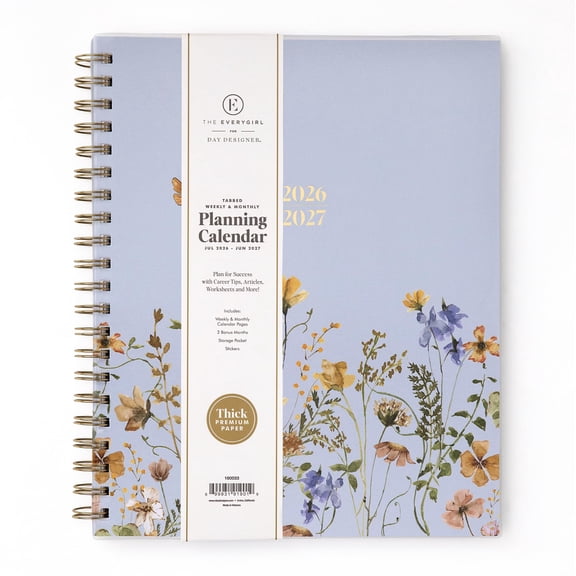 Blue Sky The Everygirl 2026-2027 Weekly and Monthly Academic Year Planner Calendar, July 2026 - June 2027, 8.5" x 11", Flexible Cover, Wirebound, Storage Pocket, Includes Stickers, Stratford Coastal
