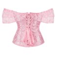 thumbnail image 4 of jobturf Corset Tops for Women Lace Up Off The Shoulder Shapewear Vintage Bustier Top Steampunk Y2k Corsets Casual Halloween Costumes, 4 of 9