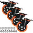 thumbnail image 1 of Juego de ruedas de 4 pulgadas, 4 ruedas grandes de placa resistente, juego de ruedas de doble bloqueo con freno, ruedas industriales de metal de poliuretano, 1 of 1