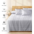 thumbnail image 3 of RUVANTI 6 Pcs Cotton Sheets - 100% Natural Cotton Soft, Lightweight & Breathable Crispy Percale Bed Sheets, Queen Sheet Set 16" Deep Pockets, Open Check, 3 of 8