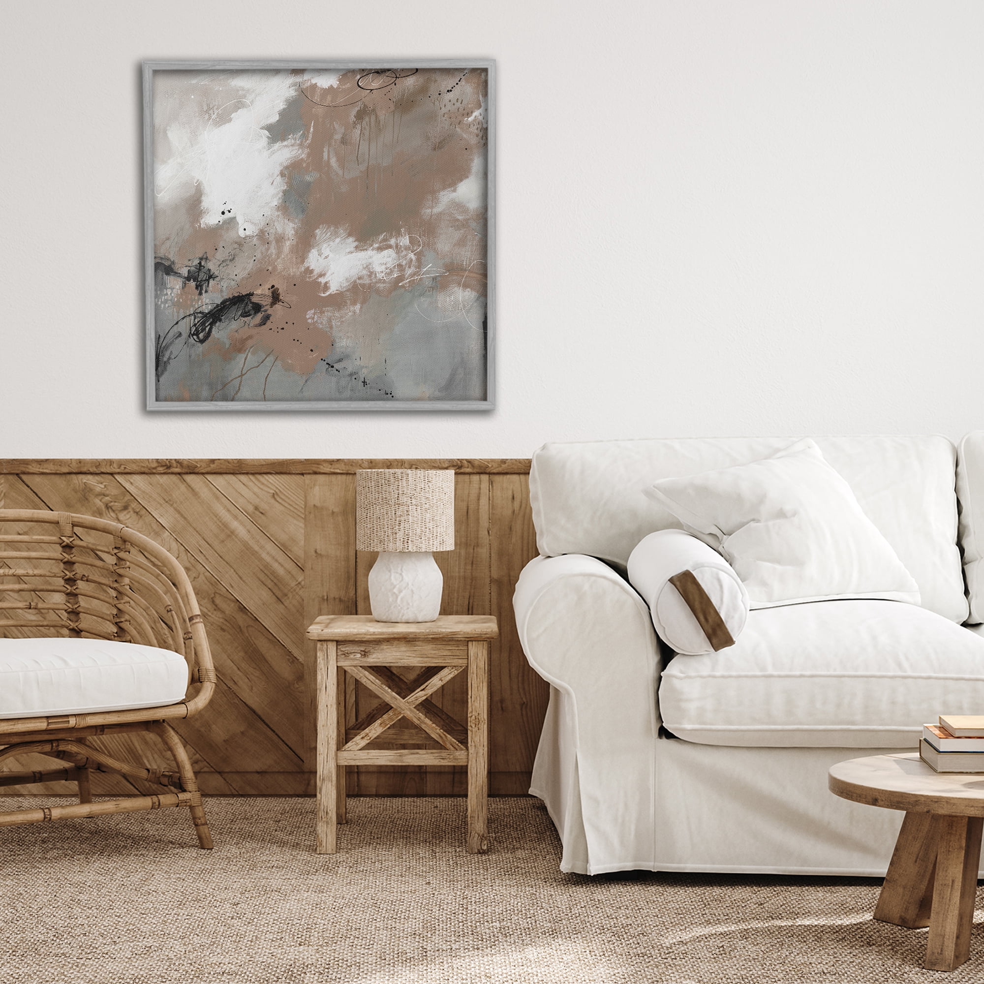 Stupell Industries Brown & Grey Brushwork Gray Framed Giclee Art, design by Ruth Fromstein