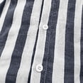 thumbnail image 6 of Qwertyu Men's Linen Shirts Short Sleeve Striped Casual Shirts Button Down Shirt Hawaiian Beach Summer Shirt Dark Blue 2XL, 6 of 7