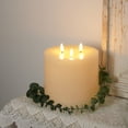 thumbnail image 2 of 6"x6" Extra Large Flameless Candles with 3 Wicks, Battery Operated Candles with Remote Control and Timers, 6 inch Diameter LED Pillar Candles, Real Wax, Ivory, 2 of 7