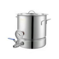 Stainless Steel Kettle, 5 GALLON Brewing Pot, Tri Ply Bottom for Beer, Brew Kettle Pot, Home Brewing Supplies Includes Lid, Handle, Thermometer, Spigot, Filter, Filter Tray 1
