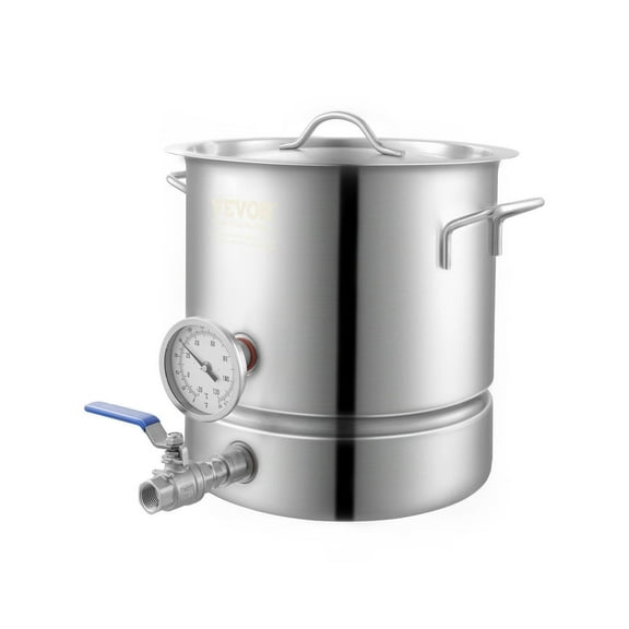 Stainless Steel Kettle, 5 GALLON Brewing Pot, Tri Ply Bottom for Beer, Brew Kettle Pot, Home Brewing Supplies Includes Lid, Handle, Thermometer, Spigot, Filter, Filter Tray 1