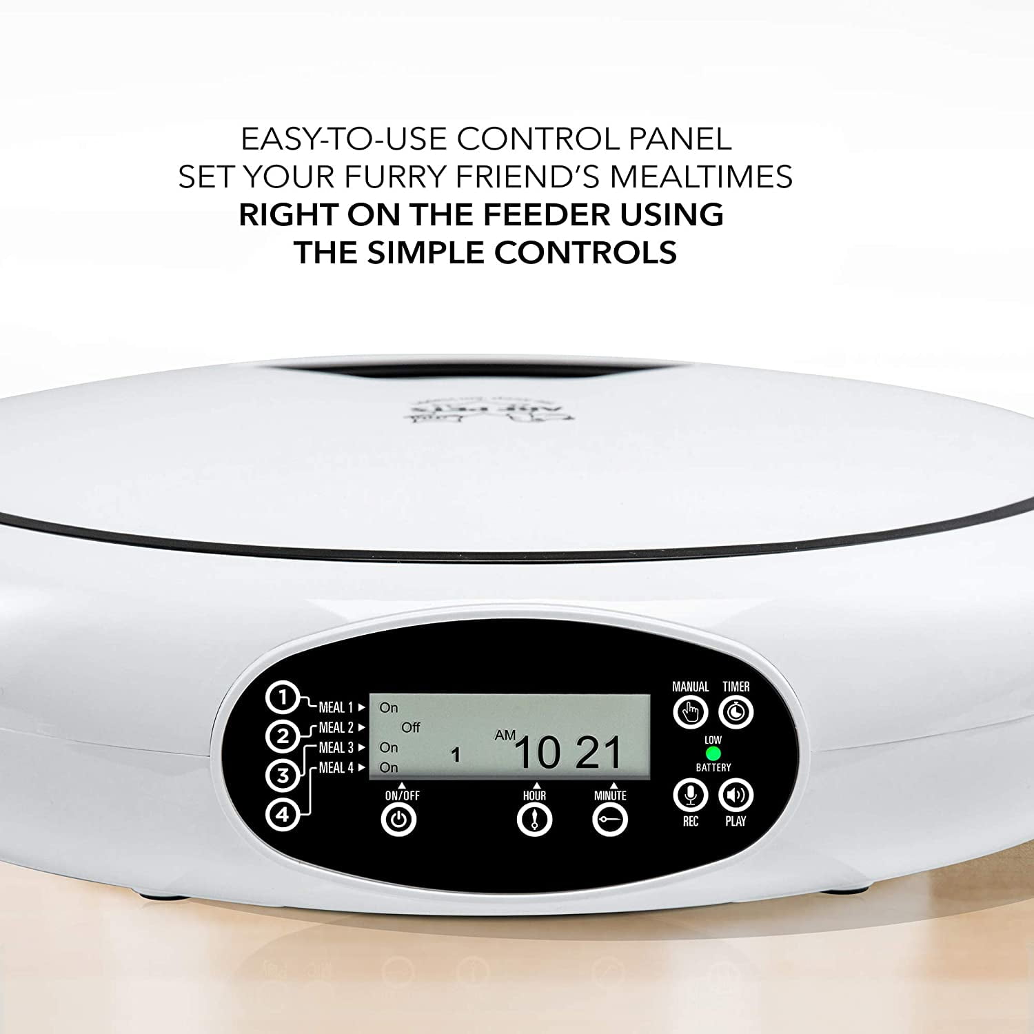 Arf Pets Automatic Pet Feeder 5 Cup Capacity with Programmable Timer, Portion Control, Dishwasher-Safe Tray for Small Dogs & Cats