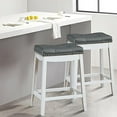 Stools 24 Inch Counter Stools Solid Wood Legs Espresso with Gray PU