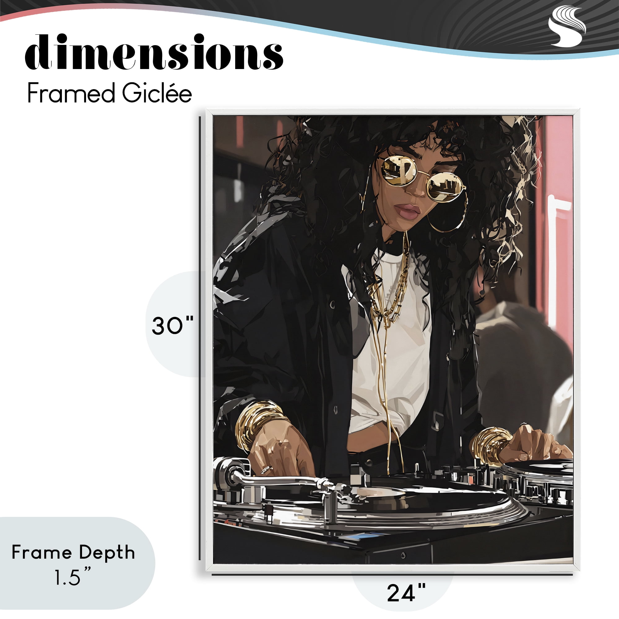 Stupell Industries DJ Focused On Turntables White Framed Giclee Art, design by Franklyn Gregory