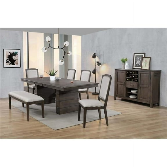 Sunset Trading Cali 7-Piece 96" Rectangular Extendable Wood Dining Set in Brown