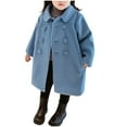 thumbnail image 4 of Herrnalise Toddler Girls Dress Coat Jacket Kids Long Sleeve Button Trench Pocket Long Winter Peacoat Outerwear, 4 of 5