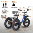 thumbnail image 3 of Narrak Adult Electric Folding Tricycle,750W(Peak1350W),48V13Ah Ebike,20"x4.0" Aluminum Fat Tire 3 Wheel Trike,Max 20MPH,Hydraulic Brake,Rear Motor Differential,For Adults, 3 of 8