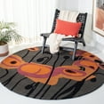 thumbnail image 2 of SAFAVIEH Soho Daisy Abstract Wool Area Rug, Grey/Orange, 6' x 6' Square, 2 of 8