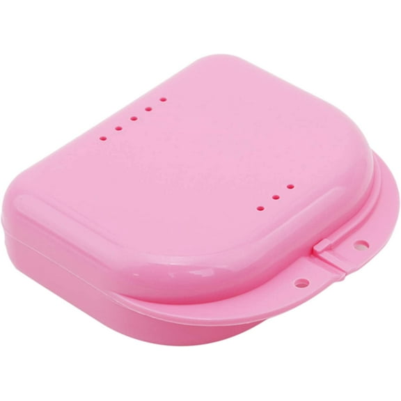 Mouth Guard Case Orthodontic Dental Retainer Box Denture Storage Container,Pink