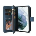 thumbnail image 5 of Phone Case for Samsung Galaxy S22, Galaxy S22 Wallet Case, Luxury Folio Flip Leather Cover[Zipper Pocket] [Wrist Strap][Kickstand] for Samsung Galaxy S22, Blue, 5 of 10