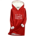 thumbnail image 3 of Feancey Womens Winter Fleece Hoodie Trendy Letter Print Thermal Tops Thick Warm Sherpa Lined Hooded Sweatshirts Cozy Soft Loungewear Pajamas Red M, 3 of 4