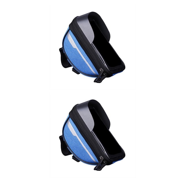 yingyy Touch Screen Bag Front Handlebar Bike Phone Case Riding Biking Hands-free Reusable Cellphone Pouch Accessory Blue 2Set
