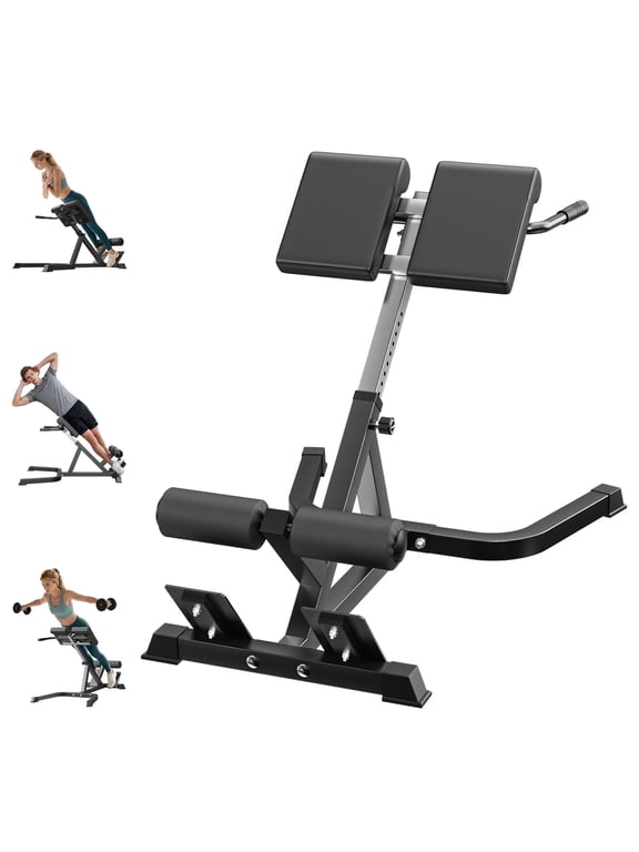 Roman Chair Hyperextension Bench, 350 lb Capacity, Adjustable Back Extension Machine for Home Gym, Glutes, Hamstrings, Lower Back, Core