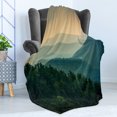 thumbnail image 4 of Appalachian Soft Flannel Fleece Throw Blanket, Panoramic Landscape Photo of Mountain Ridges Virginia, Cozy Plush for Indoor and Outdoor Use, 50" x 60", Hunter Green Grey Teal, by Ambesonne, 4 of 5