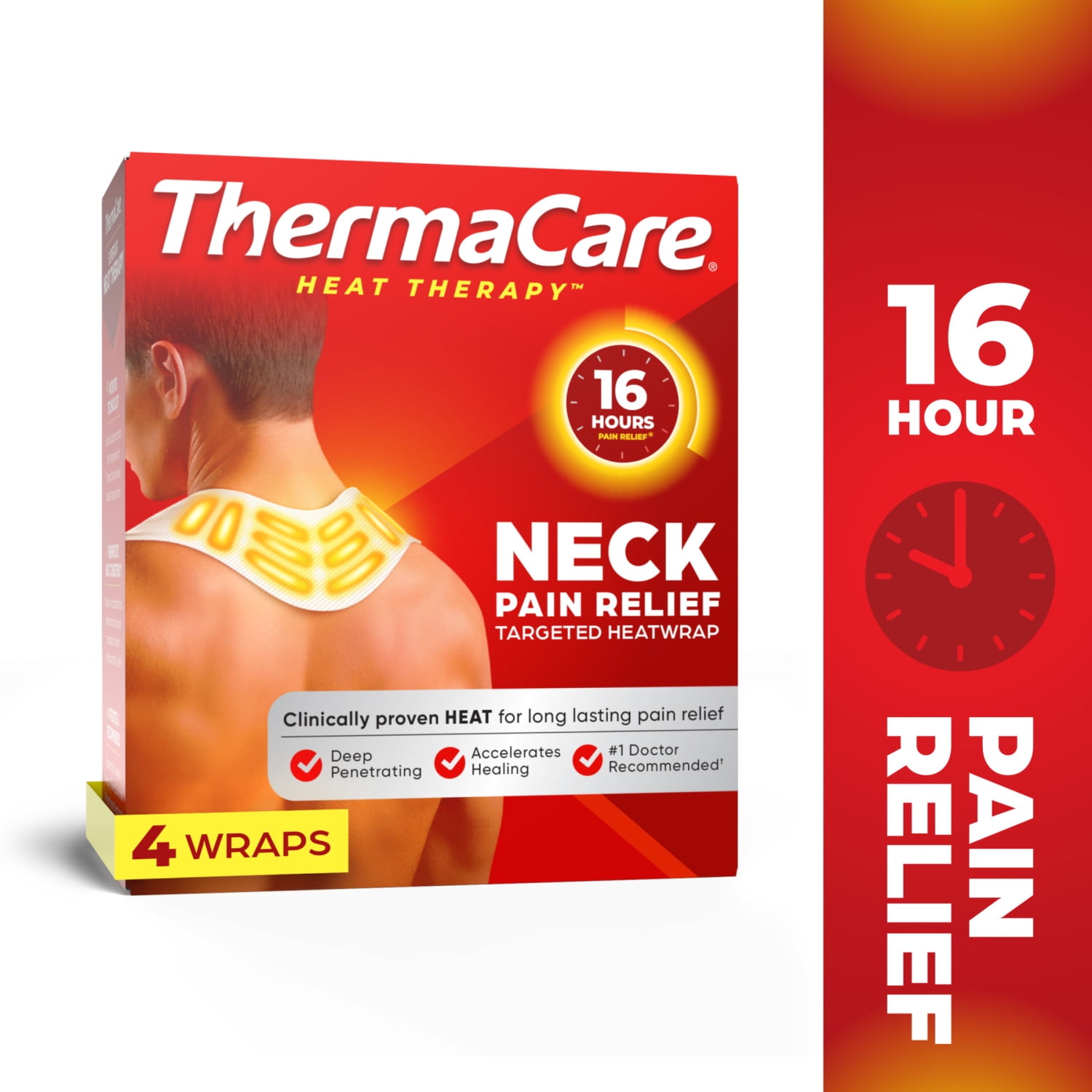 ThermaCare Heat Wraps for Neck, Shoulder, and Wrist Pain Relief - 4 Count