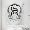 thumbnail image 1 of Stay Cool Tapestry, Hand Written Looking Stay Cool Words Between Headphones Music Print, Fabric Wall Hanging Decor for Bedroom Living Room Dorm, 5 Sizes, Pale Grey Charcoal Grey, by Ambesonne, 1 of 1