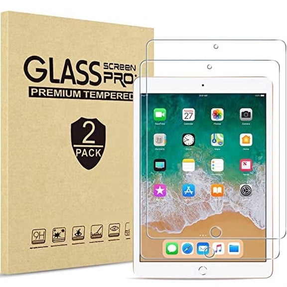 Procase 2-Pack Tempered Glass Screen Protector for iPad 6th/ 5th 9.7", iPad Air 2nd/ Air 1st, iPad Pro 9.7"
